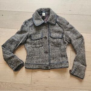 Philippe Adec Gray Tweed Button-Front Blazer